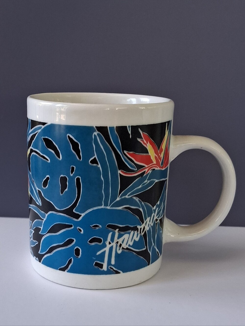 Hawaii Floral Ceramic Coffee Mug – Blue Tropical Design